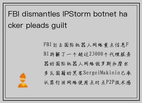 FBI dismantles IPStorm botnet hacker pleads guilt