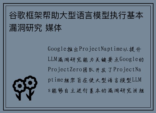 谷歌框架帮助大型语言模型执行基本漏洞研究 媒体