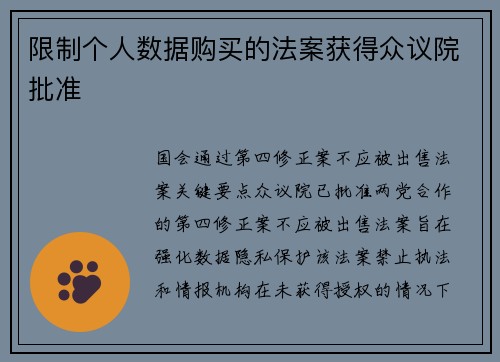 限制个人数据购买的法案获得众议院批准 